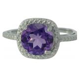 Round 2.50 ct Natural Amethyst & Diamond Ring