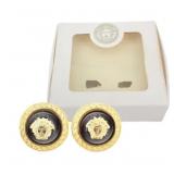 Versace Enamel Medusa Stud Earrings