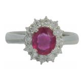 Platinum 1.23 ct Natural Ruby & Diamond Ring