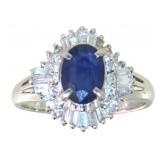 Platinum 1.42 ct Natural Sapphire & Diamond Ring