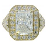 14kt Gold 5.55 ct Radiant Cut Lab Diamond Ring