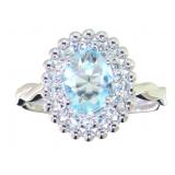 Oval 1.25 ct Aquamarine & Diamond Ring