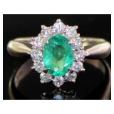 Platinum 1.17 ct Natural Emerald & VS Diamond Ring