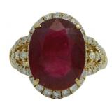 14k Gold 9.19 ct Oval Ruby & Diamond Ring