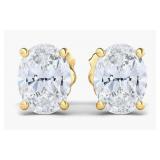 14kt Gold 3.20 ct Oval Cut Lab Diamond Earrings