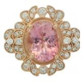 14kt Gold 2.40 ct  Pink Tourmaline & Diamond Ring
