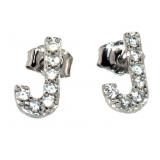 Brilliant White Sapphire J Monogram Earrings