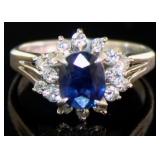 Platinum 1.42 ct Sapphire & VS Diamond Ring