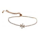 Rose Gold White Topaz Snowflake Bolo Bracelet