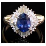 Platinum Natural 2.41ct Sapphire & VS Diamond Ring