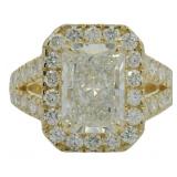 14kt Gold 4.21 ct Radiant Cut Lab Diamond Ring