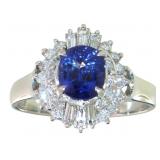 Platinum 2.06ct Natural Sapphire & VS Diamond Ring