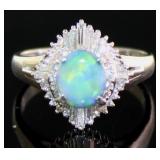 Platinum 1.17 ct Natural Black Opal & Diamond Ring