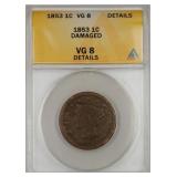 1853 Braided Hair Large Cent Coin