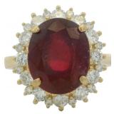 14k Gold 8.08 ct Oval Ruby & Diamond Ring