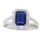 Emerald Cut 1.75 ct Sapphire & Diamond Ring