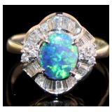 Platinum 1.53 ct Natural Opal & VS Diamond Ring