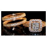 14k R Gold 1.50 ct Natural Diamond Bridal Set