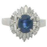 Platinum 1.70 ct Natural Sapphire & Diamond Ring