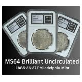1885-86-87 Philadelphia Morgan Silver Dollar
