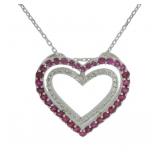 Natural 3.00 ct Burma Ruby Heart Necklace
