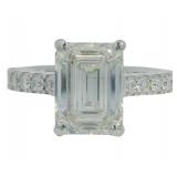 14kt Gold 4.60 ct Emerald Cut VS Lab Diamond Ring