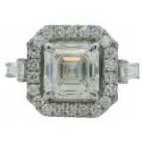 14kt Gold 5.63 ct Asscher Cut Lab Diamond Ring
