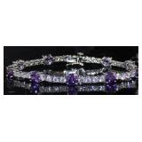 Beautiful Amethyst & White Topaz Fashion Bracelet