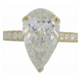 14kt Gold 5.06 ct Pear Cut VS Lab Diamond Ring