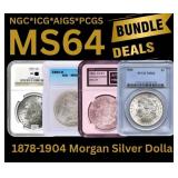 MS64 Bundle Deal: 1878-1904 Morgan Silver Dollar