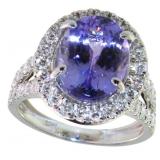14kt Gold 6.60 ct GIA Tanzanite & Lab Diamond Ring