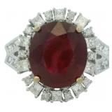 14k Gold 9.12 ct Oval Ruby & Diamond Ring