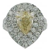 Pear Cut 3.14 ct Fancy Yellow VS Lab Diamond Ring