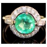 Platinum 2.36 ct Natural Emerald & Diamond Ring