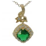 Cushion Cut 1.50 ct Emerald & Diamond Necklace