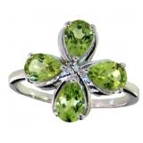 1Natural 3.20 ct Green Peridot Designer Ring