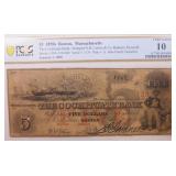 1850 $5 Massachusetts Obsolete Currency