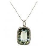 Natural 7.02 ct Green Amethyst & Diamond Pendant