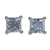 Princess Cut 1/4 ct Diamond Stud Earrings
