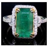 14kt Gold 5.23 ct GIA Emerald & Diamond Ring