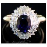 Platinum 2.75 ct Natural Sapphire & Diamond Ring