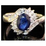 Platinum 2.70 ct Natural Sapphire & Diamond Ring
