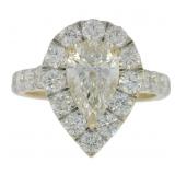 14k Gold 2.58 ct VVS Pear Cut Lab Diamond Ring