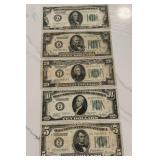 Full Set of 1928 $100 $50 $20 $10 & $5 Green Seal