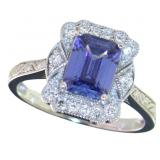 Antique Style 3.09 ct Tanzanite & Diamond Ring