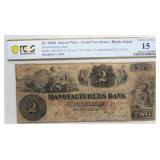 1850 $2 Manufactures Bank Note