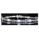 Oval White Opal & Topaz Fashion Bracelet