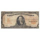 1907 $10 Hillegas Gold Currency Note