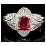 Platinum 1.71 ct GIA Ruby & Diamond Ring