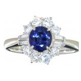 Platinum 1.72ct Natural Sapphire & VS Diamond Ring
